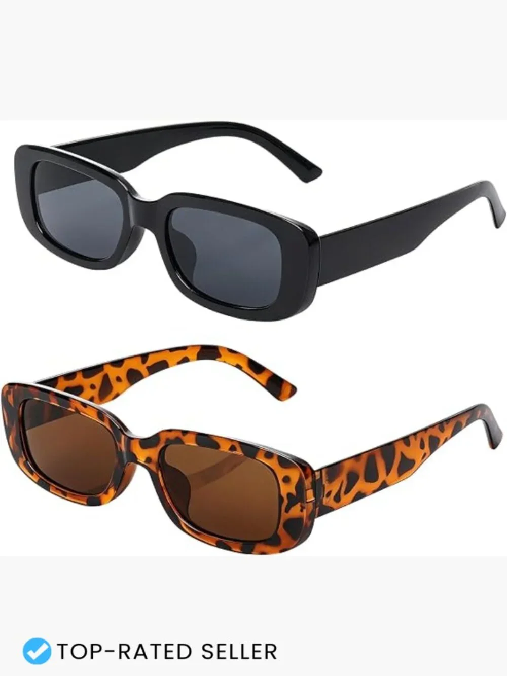 2 Pcs Retro Square Sunglasses Set Y2K Vintage Fashion UV Protection